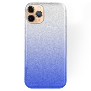 Луксозен силиконов гръб ТПУ с брокат за Apple iPhone 12 Pro Max 6.7 преливащ сребристо към синьо